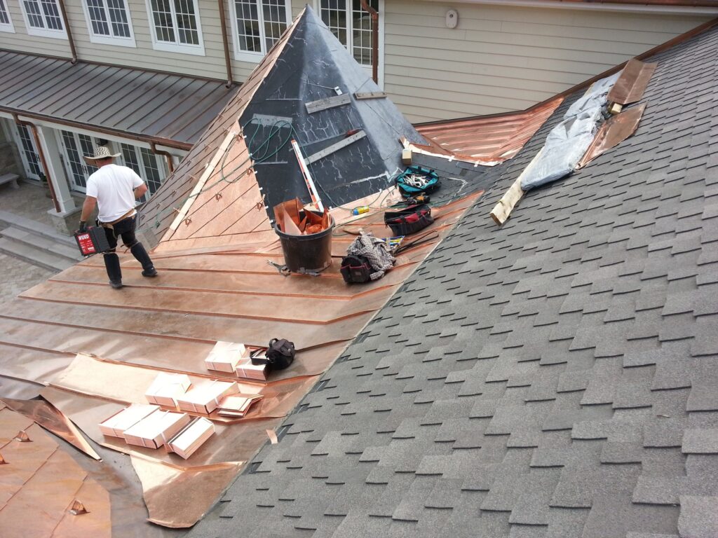 Fully seamed copper roof