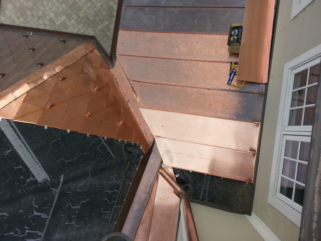 Fully seamed copper roof